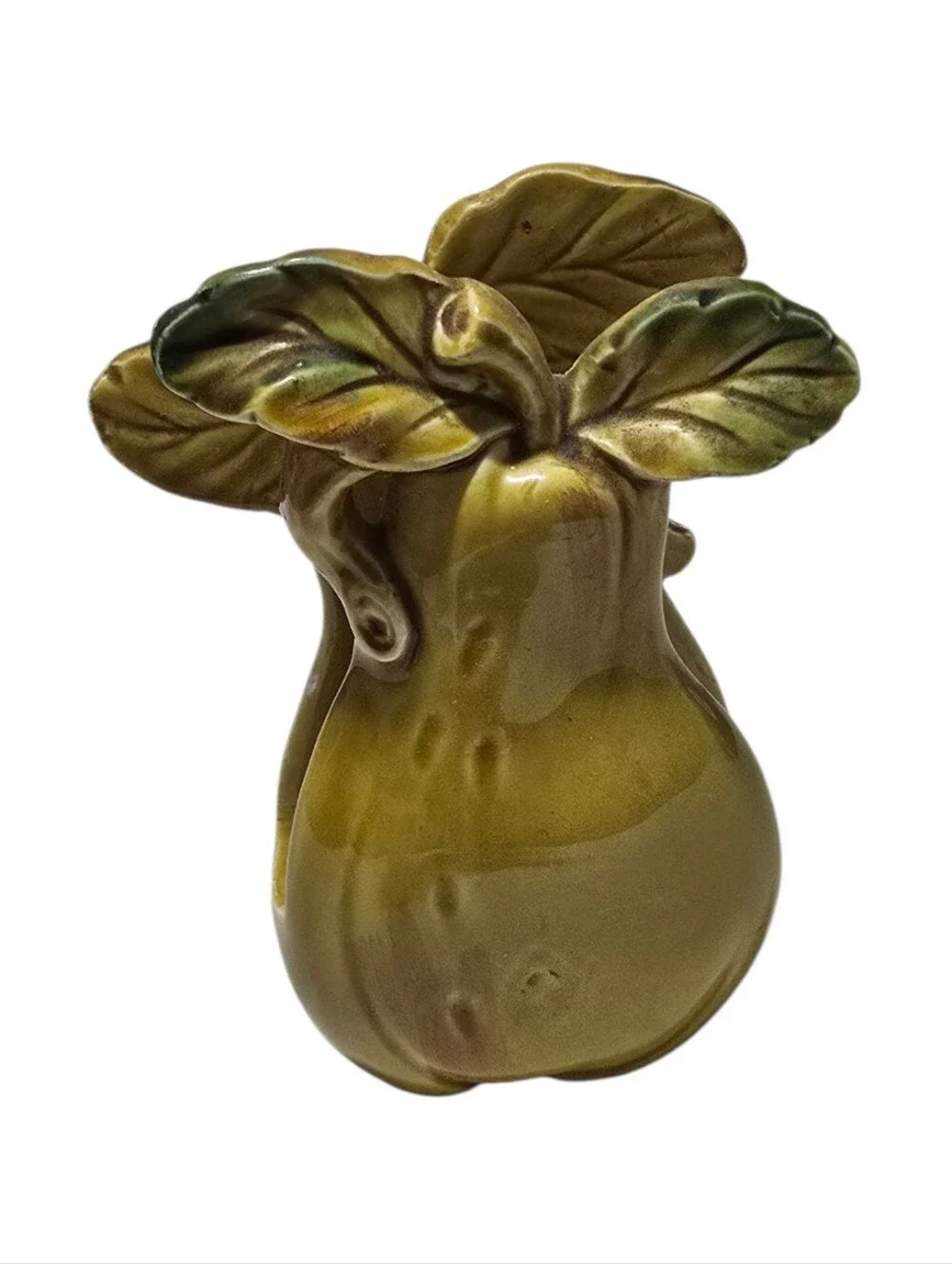 Vintage Ceramic Pear Napkin Holder Figurine Decorative Accent in Green